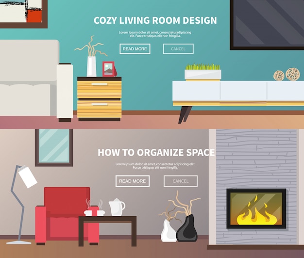 Free vector living room furniture banner