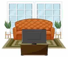 Free vector living room furniture design on white background