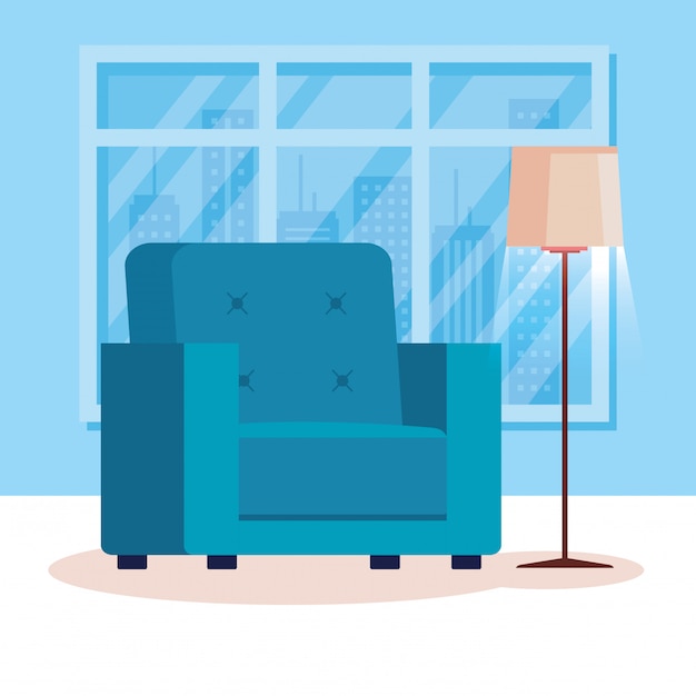 Бесплатное векторное изображение Гостиная дома с диваном