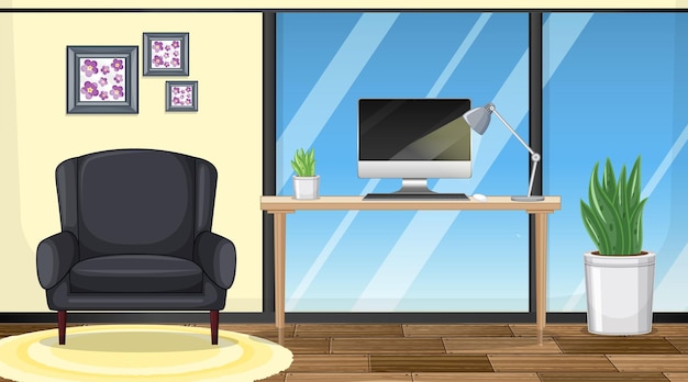 Free vector living room interior design with furniture
