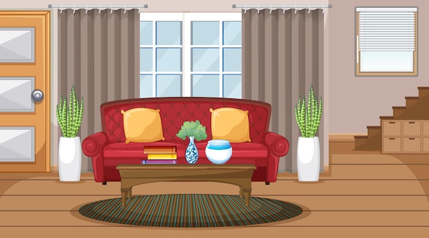 Scena interna del soggiorno con mobili e decorazione del soggiorno