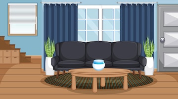 Free Vector | Living room interior scene with furniture and living ...