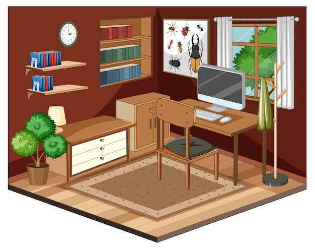 Free vector living room interior with furniture