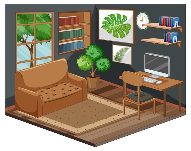 Free vector living room interior with furniture