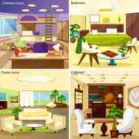 Free vector living room interiors design concept background