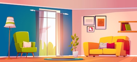 Бесплатное векторное изображение Гостиная с диваном и креслом