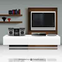 Free vector living room with tv illustration vector