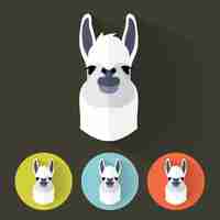 Free vector llama flat portrait