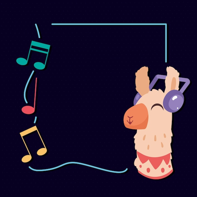 Free vector llama listening music