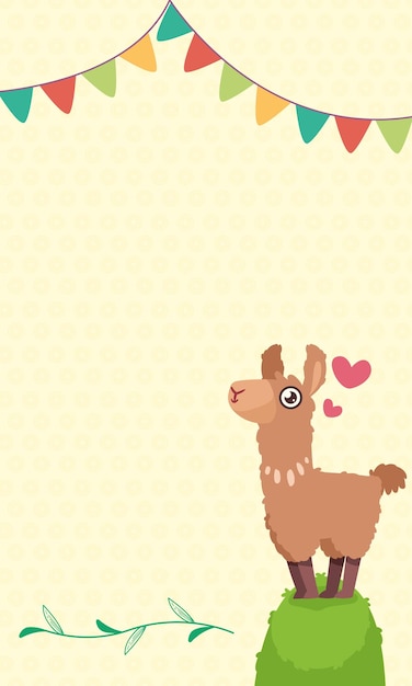 Llama in love with garlands