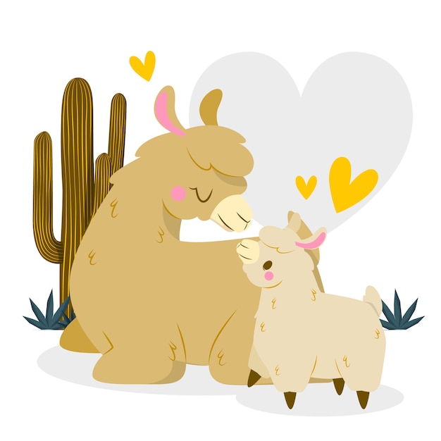 Free vector llama mom illustration concept