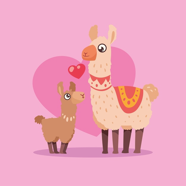 Free vector llama mother and son