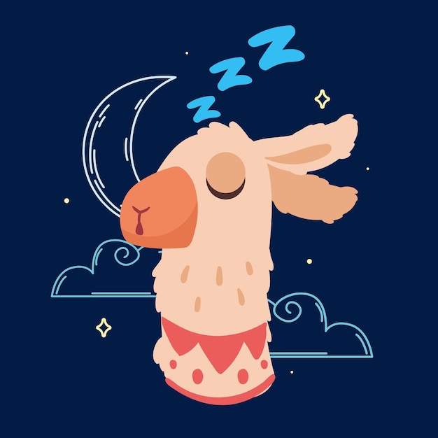 Free vector llama perubian animal sleeping
