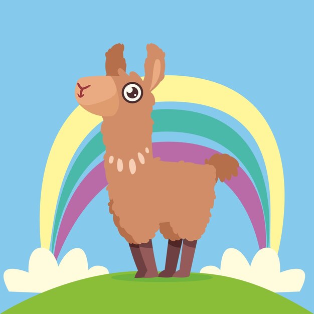 Llama with rainbow landscape