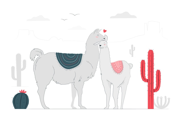 Free vector llamas in love concept illustration