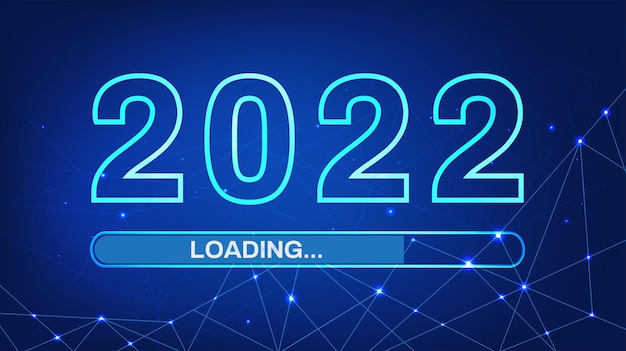 Loading new year 2022 digital technology blue background start to 2022 abstract futuristic