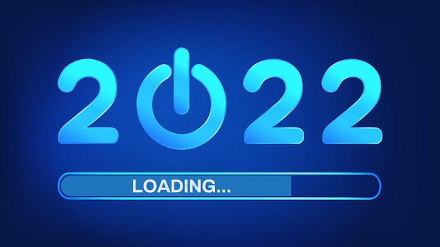 Loading new year 2022 digital technology blue background start new year 2022