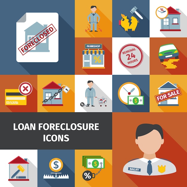 Free vector loan foreclosure icons