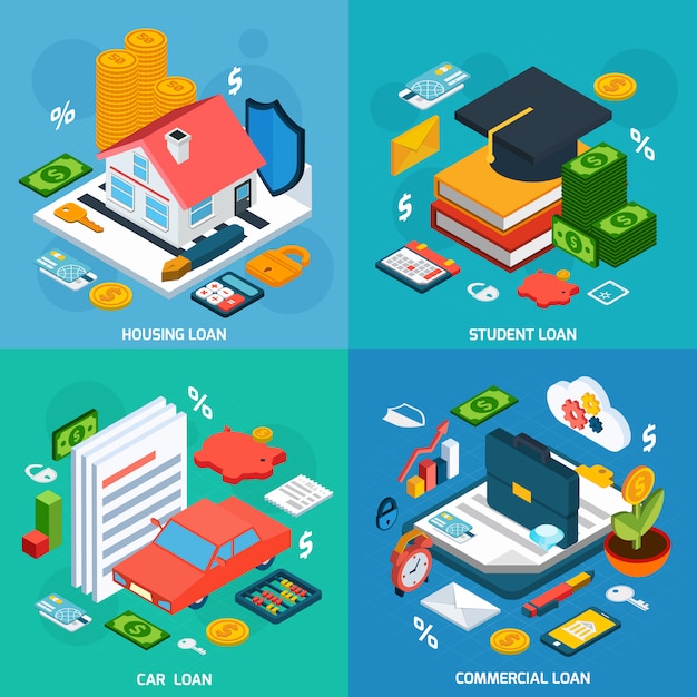 Free vector loans isometric set