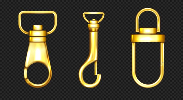 Free Vector lobster clasp hook and lanyard gold accessories
