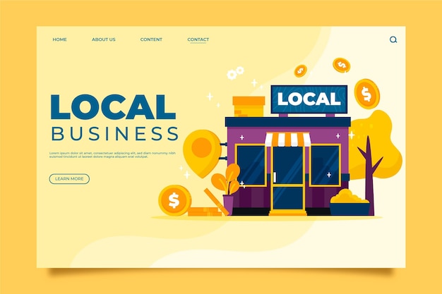 Free vector local business landing page concept