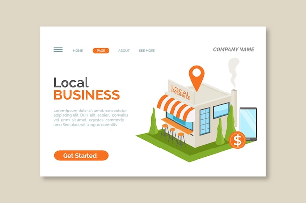 Free vector local business landing page