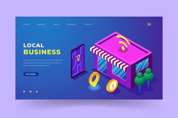 Free vector local business landing page