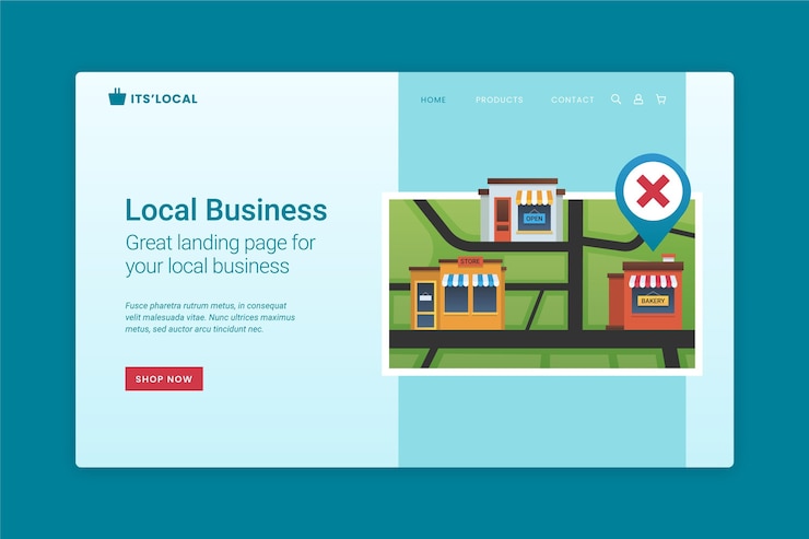 Free Vector local business landing page