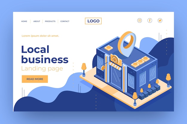 Free vector local business template landing page