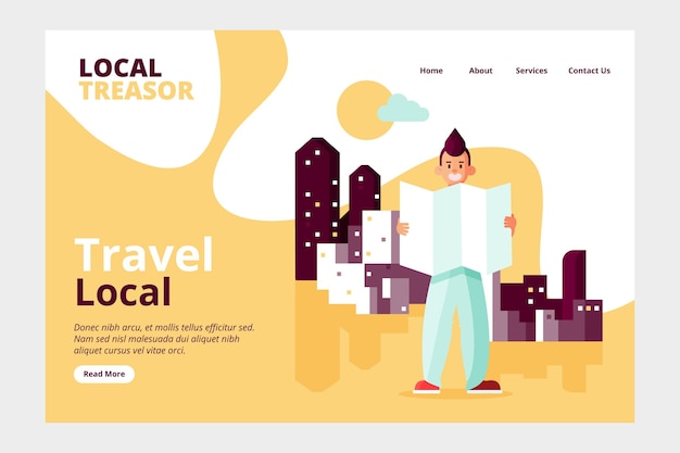 Free vector local tourism homepage design