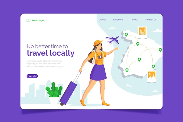 Local tourism landing page template concept