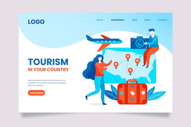 Vettore gratuito modello di landing page del turismo locale