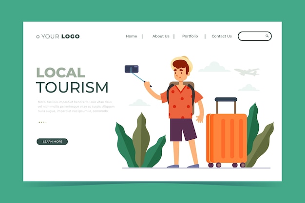 Free vector local tourism landing page template