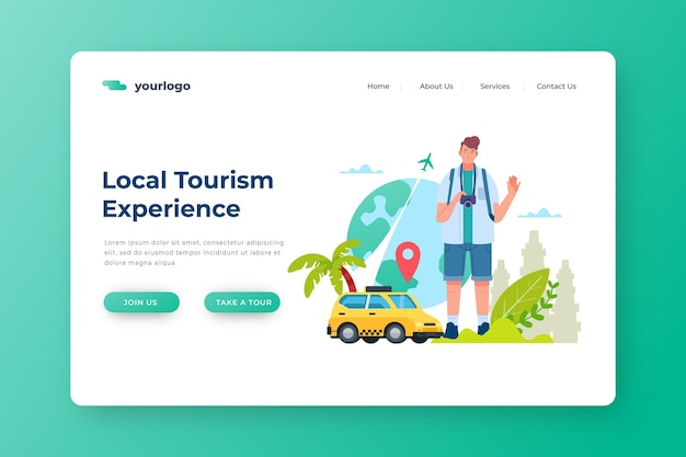 Free vector local tourism landing page