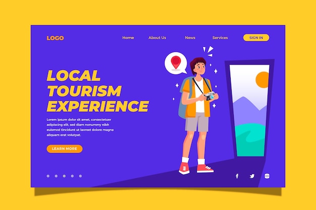 Free vector local tourism landing page