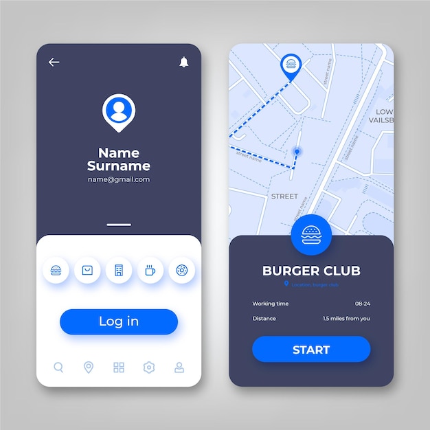 Free vector location app interface