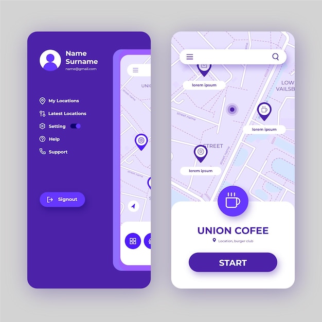 Free vector location app interface