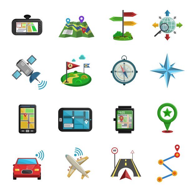 Location Flat Icon Set 