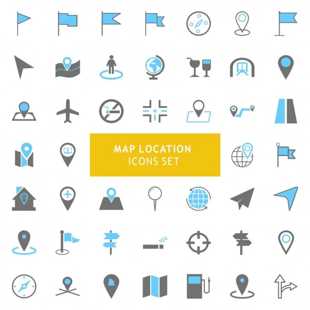 Бесплатное векторное изображение Черный и серый geo карта местоположение набор иконок