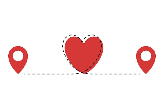 Free vector location pin heart route