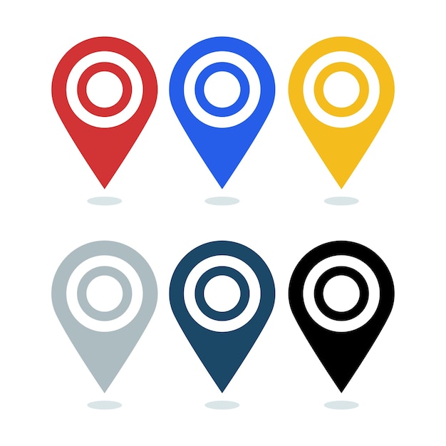 Location pin multiple colours set