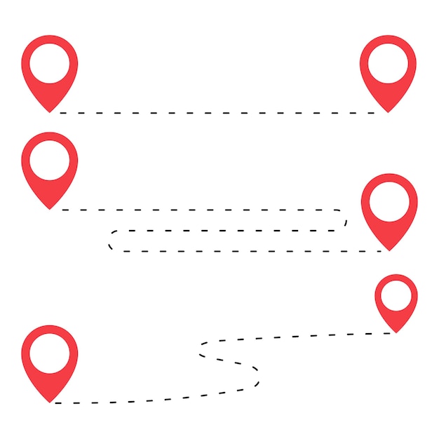 Free vector location pin routes set