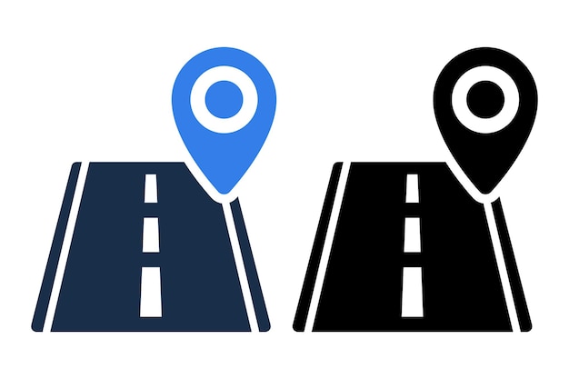 Free vector location pin with road