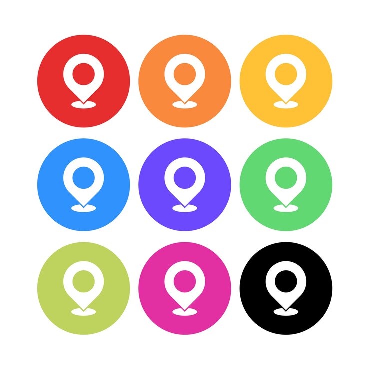 Free Vector location pins circles multiple colours set