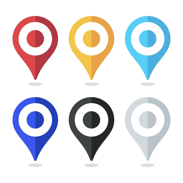 Free vector location pins half shadow style