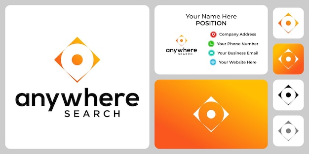 Wind Direction By Location Premium Vector | Location And Wind Direction Logo Design With Business Card  Template