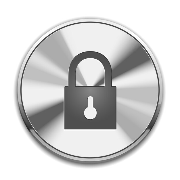 Lock icon on metal button
