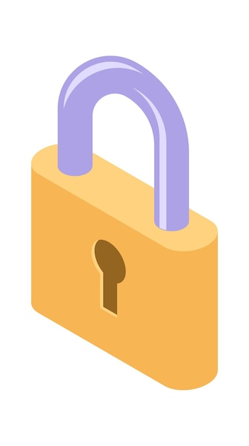 Бесплатное векторное изображение Изометрические значок блокировки изолированных векторные иллюстрации, защиты и символ безопасности