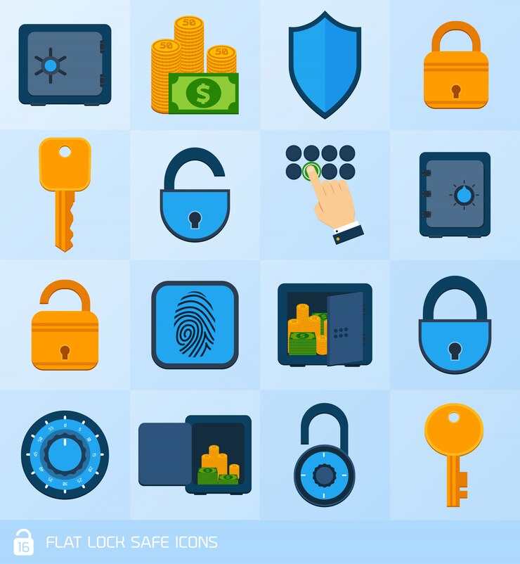Free Vector lock safe elements
