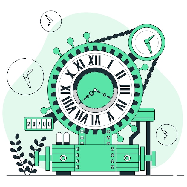 Free vector lock time machine concept illustration